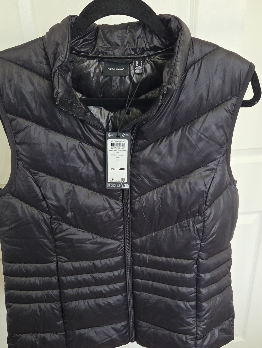 Vero Moda Black Quilted Puffer Vest with Stand Collar